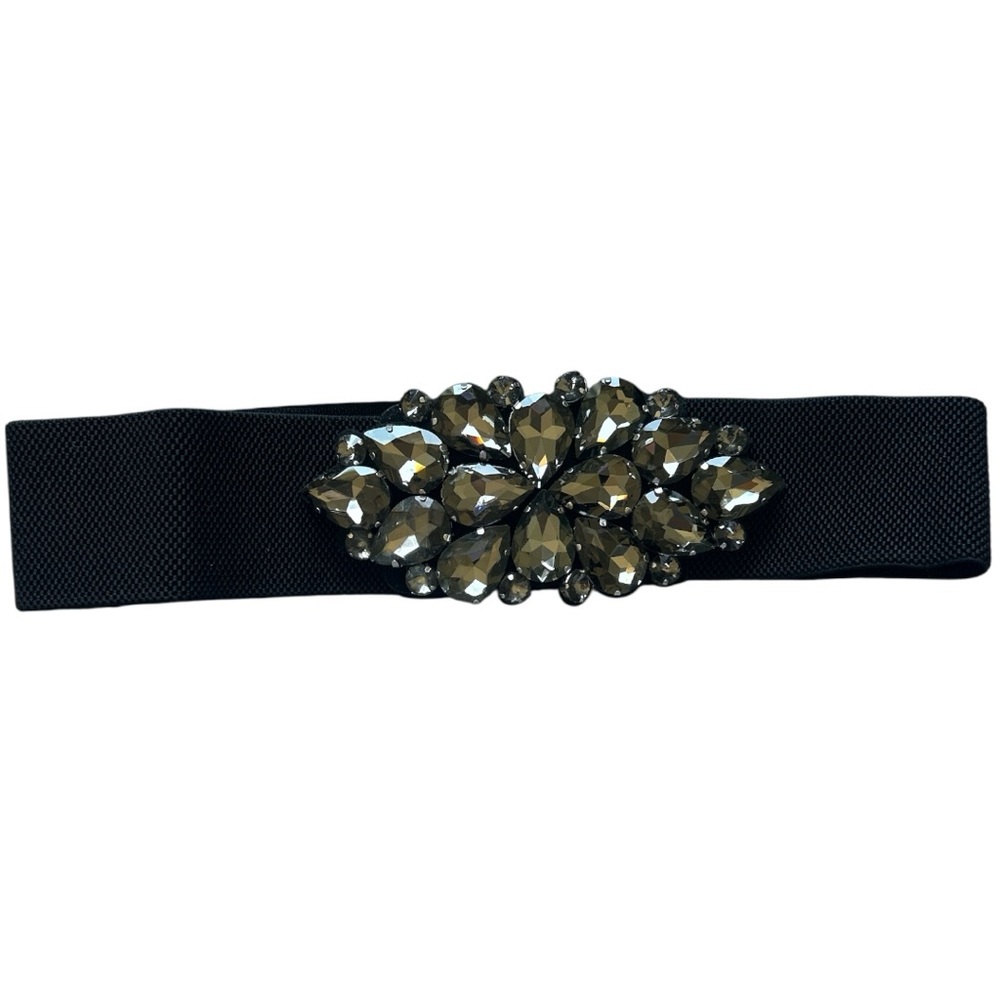 Elegant Black Belt with Crystal Embellishment